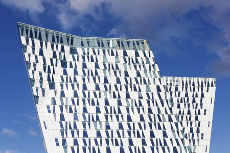 Copenhagen, Denmark - October 11, 2015: The Bella Sky Marriot Hotel is a 4-star conference hotel adjacent to the Bella Convention and Congress Center in the Orestad district of Copenhagen, Denmark.のeditorial素材