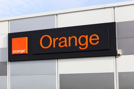 Macon, France - January 30, 2016: Orange formerly France Telecom, is a French multinational telecommunications corporation. Orange has been the company's main brand for mobile, landline and internetのeditorial素材