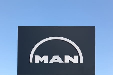 Kolding, Denmark - February 28, 2016: MAN SE is a German mechanical engineering company and parent company of the MAN Group. MAN supplies trucks, buses, diesel engines and turbomachineryのeditorial素材