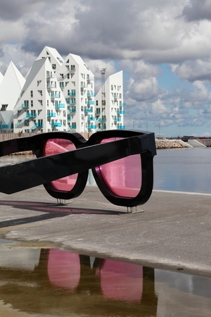Aarhus, Denmark - September 19, 2013: The Iceberg is a unique apartment building in the harbour area situated close to downtown where a new quarter called Aarhus East has seen the light of dayのeditorial素材