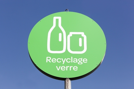 Glass recycling sign in Franceの写真素材