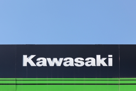 Lyon, France - July 3, 2016: Kawasaki is a Japanese public multinational corporation primarily known as a manufacturer of motorcycles, heavy equipment, aerospace and defenseのeditorial素材