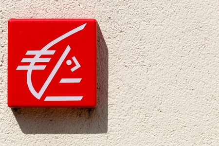 Chazay, France - July 1, 2016: Caisse d'epargne logo on a wall. Caisse d'epargne is a French semi cooperative banking group, founded in 1818, with around 4700 branches in Franceのeditorial素材