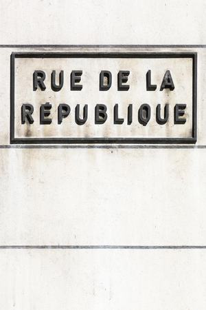 Street of republic in Lyon, France called rue de la republique in french. This is the main shopping street of the city of Lyonの写真素材