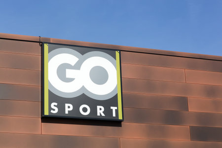 Rennes, France- October 30, 2015: Go sport logo on a facade. Go sport Group is an international...