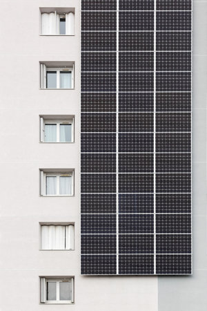 Solar panels on a wall of a building