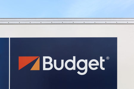Villefranche, France - January 29, 2017: Budget logo on a wall. Budget is an American car rental...