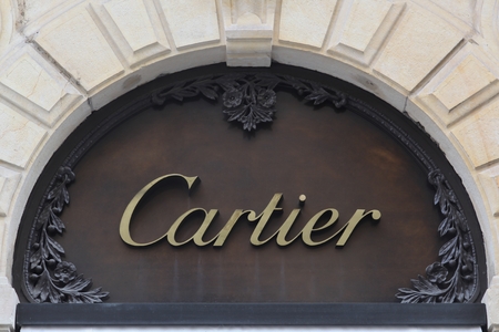 Lyon, France - February 26, 2017: Cartier is a French luxury goods conglomerate company. The company designs, manufactures, distributes and sells jewellery and watchesのeditorial素材