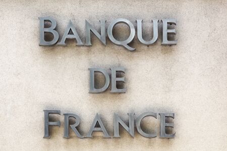 Nimes, France - May 30 2017: Bank of France sign on a wall. The Bank of France headquartered in Paris, is the central bank of Franceのeditorial素材