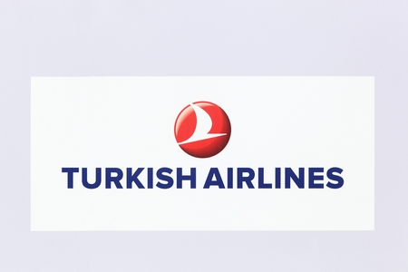 Lyon, France - May 27 2017: Turkish airlines logo on a wall. Turkish airlines is the national flag carrier airline of Turkeyのeditorial素材