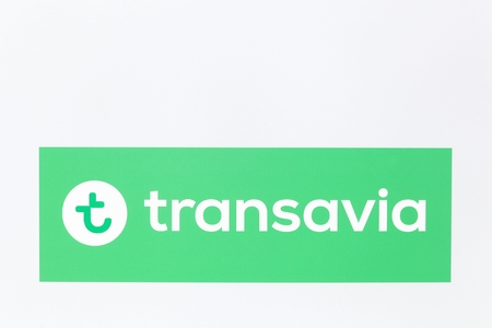 Lyon, France - May 27 2017: Transavia is a Dutch low-cost airline and a wholly owned subsidiary of KLM and therefore part of the Air France-KLM groupのeditorial素材