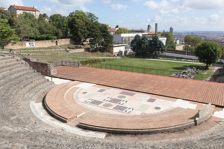Ancient roman theater of Fourviere in Lyon, Franceの写真素材