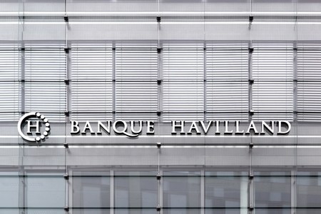 Kirchberg, Luxembourg - July 1, 2017: Banque Havilland building. Banque Havilland is a multinational family-owned private bank established in 2009 by the Rowland family and headquartered in Luxembourgのeditorial素材