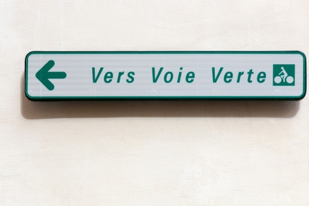 Direction and road sign for the greenway in Franceの写真素材