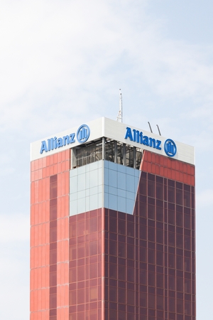 Barcelona, Spain - July 18, 2013: Allianz office building in Barcelona. Allianz is a European financial services company headquartered in Munich, Germanyのeditorial素材