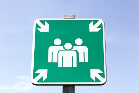 Green assembly point signの写真素材