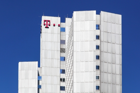 Cologne, Germany - September 2, 2018: Deutsche Telekom building and office in Cologne. Deutsche Telekom is a German telecommunications company headquartered in Bonnのeditorial素材