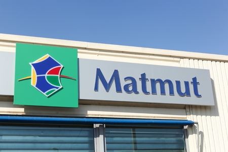 Arles, France - July 4, 2018: Matmut logo on a wall. Matmut group accompanies its policyholders throughout life. It insures their property, their health, retirement, savings and bankingのeditorial素材