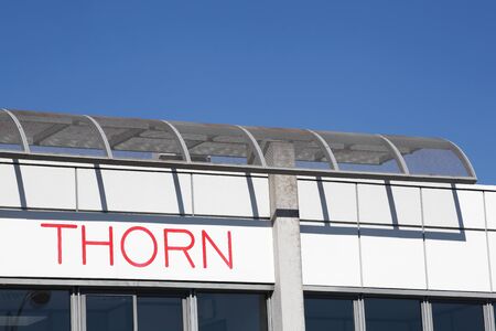 Saint Priest, France - September 8, 2018: Thorn Lighting building in France. Thorn Lighting is a global supplier of both outdoor and indoor luminaires and integrated controlsのeditorial素材