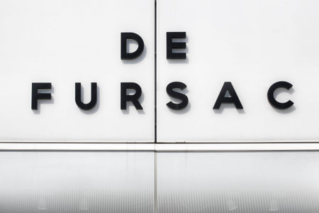 Villefontaine, France - September 13, 2019: De Fursac logo on a wall. De Fursac is a French company...