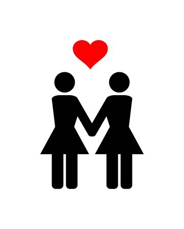 Women couple with heart iconの写真素材