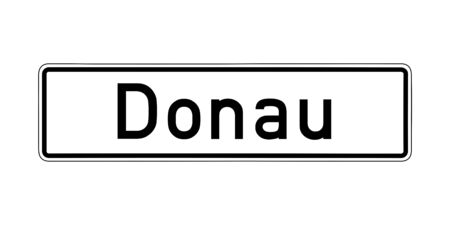 Danube river road sign in German languageの写真素材