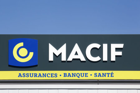 Macon, France - July 9, 2020: Macif logo on a building. The Macif Group accompanies its...