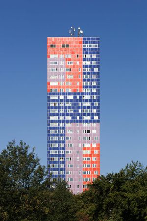 Cologne, Germany - September 2, 2018: Herkules colorful building in Cologne