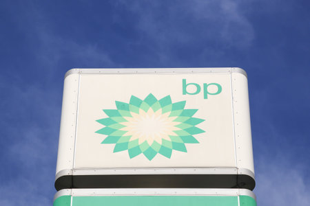 Macon, France - March 15, 2020: BP logo on a panel. BP also name British Petroleum, is one of the...