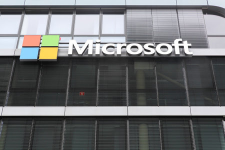 Cologne, Germany - July 2, 2017: Microsoft office building. Microsoft is an American multinational technology company that develops, manufactures, licenses, supports and sells computer softwareのeditorial素材