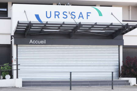 Venissieux, France - May 16, 2020: URSSAF office building. URSSAF is a network of private organizations created in 1960 whose main task is to collect employee and employer social securityのeditorial素材