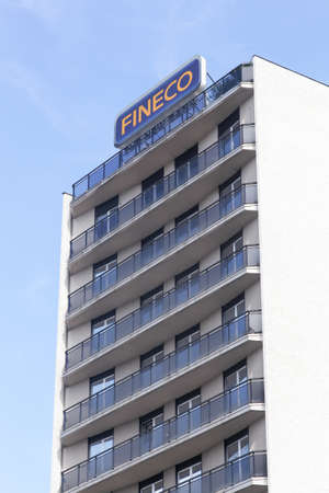 Milan, Italy - April 15, 2016: Fineco bank building in Milan. Fineco bank is an Italian financial service company that specialize in online brokerageのeditorial素材