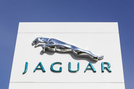 Risskov, Denmark - April 2, 2018: Jaguar cars is a brand of Jaguar Land Rover a British multinational car manufacturer headquartered in Whitley, Coventry, England, owned byTata Motors since 2008のeditorial素材
