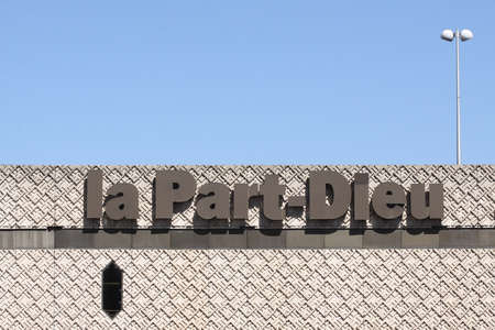 Lyon France - July 28, 2015: View of La Part-Dieu building. La Part-Dieu mall is a major shopping center inside Lyon-Part-Dieu business district, in the 3rd arrondissement of Lyon, Franceのeditorial素材