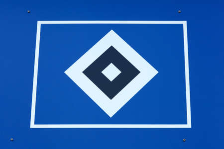 Hamburg, Germany - September 1, 2018: Hamburger SV logo on a wall. Hamburger SV is a German sport club based in Hamburg, its largest branch being its football departmentのeditorial素材