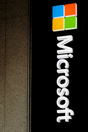 Oslo, Norway - August 27, 2018: Microsoft office building. Microsoft is an American multinational technology company that develops, manufactures, licenses, supports and sells computer softwareのeditorial素材