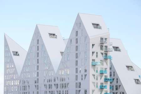 Aarhus, Denmark - September 19, 2013: Iceberg building in Aarhus. The Iceberg is a unique apartment building in the harbor area called Aarhus island close to the city centerのeditorial素材
