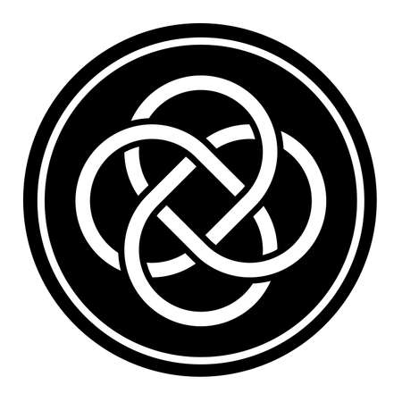 Celtic knot symbol icon in a black circleの写真素材