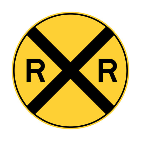 yellow rail road crossing road sign