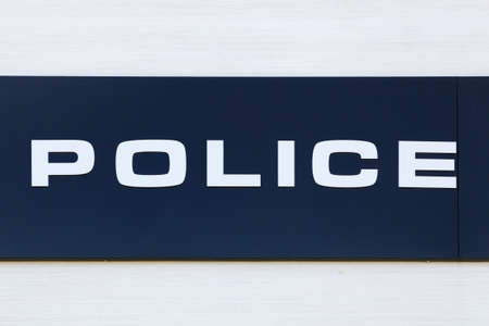 Nimes, France - July 1, 2018: Police sign on a wall. Police is an Italian brand of fashion accessoriesのeditorial素材