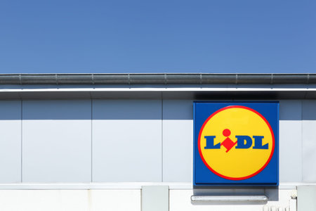Randers, Denmark - August 19, 2015: Lidl is a german global discount supermarket chain, based in...