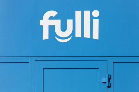 Drace, France - March 8, 2020: Fulli on a wall. Fulli is a low cost gasoline brand on APRR highways in Franceのeditorial素材