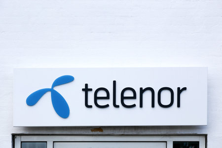 Aalborg, Denmark - May 21, 2022: Telenor is a Norwegian multinational company. It is one of the world's largest mobile telecommunications companies with operations in Scandinavia,のeditorial素材