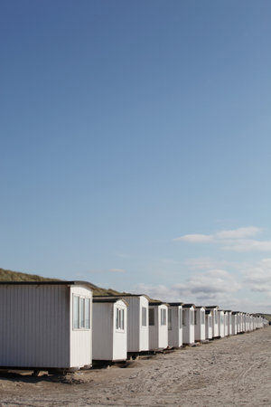 Beach huts in Lokken, Denmarkの写真素材