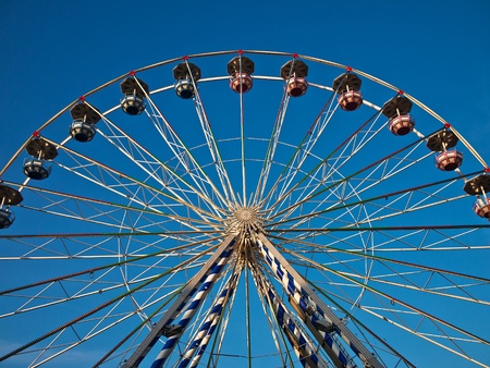 A ferris wheel on a market.の写真素材