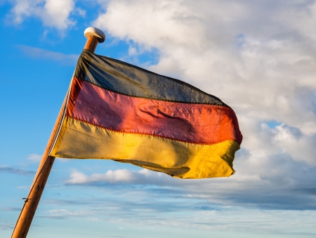 The german flag on a sailing ship の写真素材