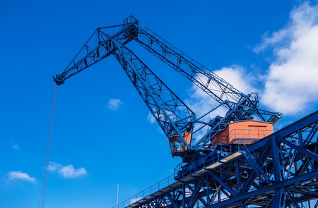 A crane in the city port of Rostock  Germany  の写真素材