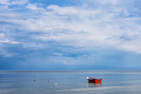 Boat on shore of the Baltic Sea の写真素材