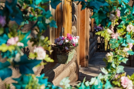 Flowers on a house の写真素材