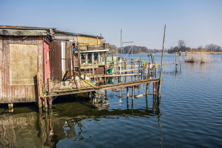 Cottage on a lakeの写真素材